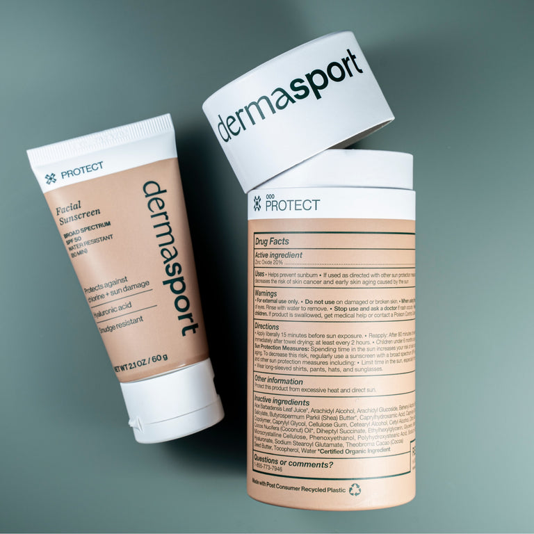 Reviews for Dermasport SPF 50 Facial Sunscreen emphasize its 20% zinc oxide formula, offering long-lasting water resistance and no white cast, while being gentle on sensitive skin.